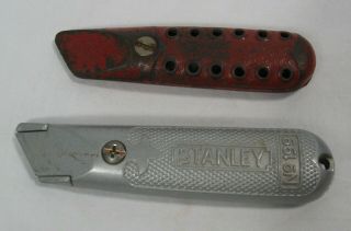2 Vintage Utility Knife Box Cutters one marked Made in USA and 1 Stanley No 199 2