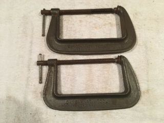 Set Of 2 Vintage Cincinnati Tool Co.  C - Clamps.  Both No.  552 6 ".  Usa Made.