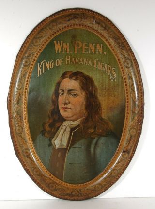 Ca1905 William Penn Cigar Tin Lithograph Advertising Sign Self Framed Tin Litho