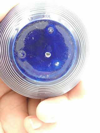 Rare Antique English Sterling Silver Cobalt Blue Ceramic Porcelain Match Striker 3