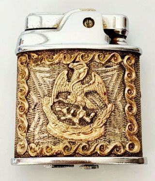 Vintage RONSON Sport LIGHTER Aztec Gold Tone Made in Mexico Detailed 2
