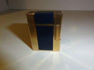 Vintage St Dupont " Laque De Chine " Blue Lacquer Gold Plated Lighter