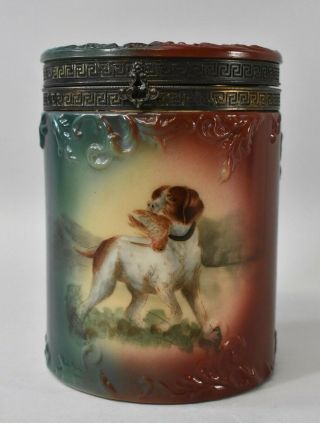 Handel Ware Porcelain Hunting Bird Dog Cigar Humidor