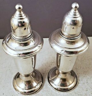 4pair Vintage Empire Glass Lined Sterling Silver Salt & Pepper Shakers Nr