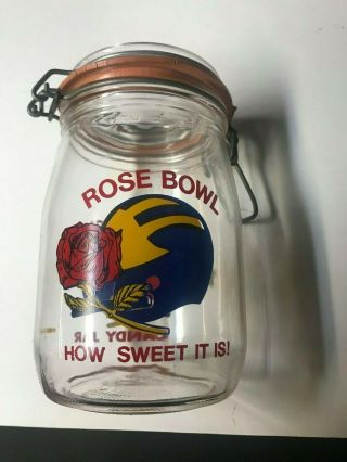 Vintage 1983 The University Of Michigan Wolverines Rose Bowl Candy Jar