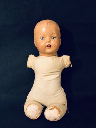 Large Antique Composition Doll Head With Cloth Body