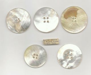 29 Five Vintage Mother Of Pearl Hand Cut Round Buttons 1 5/8 