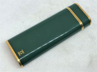 Auth Cartier Green Lacquer K18 Gold - Plated Trim Oval Lighter 67131