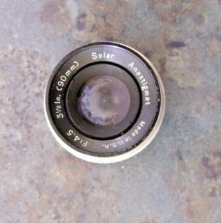 Vintage Anastigmat 90mm Solar Enlarging Lens Vintage F45 - 32