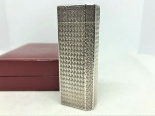 Auth Cartier Silver - Plated Diamond Pattern Pentagon Lighter Silver W Case 57697