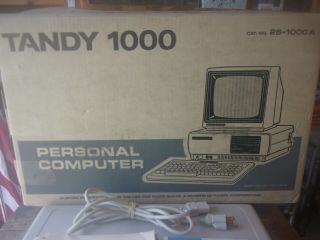 VINTAGE TANDY 1000 PC COMPUTER & KEYBOARD - WITH BOX - NO MONITER 3