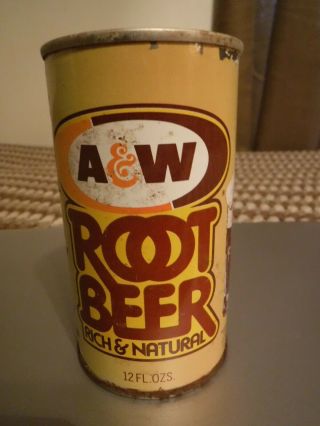 Vintage Iris A&w Root Beer Top Opened Steel Can Soda Cola Advertisement Pop