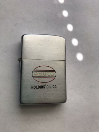 1950 Amoco Gas And Oil Zippo Lighter Exc Nickel Silver Insert