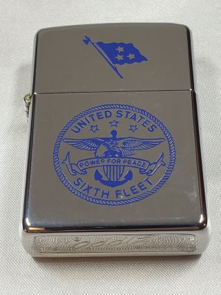 Vintage Zippo Lighter United States Sixth Fleet W.  N.  Small Vice Admiral Us Navy