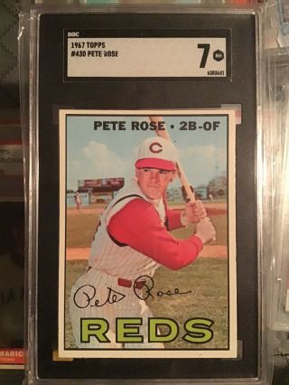 Pete Rose 1967 Topps 430 Vintage Mlb Baseball Card Graded Sgc 7 Nm N -