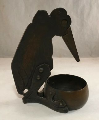 Antique Figural Bird Art Deco Arts & Crafts Cast Iron And Brass Cigar Cutter