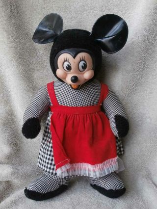 Vintage J Swedlin Walt Disney Minnie Mouse Rubber Face Cloth Plush Doll Toy