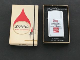 1977 Coca Cola Slim Zippo Lighter,  Coke Adds Life To Everything