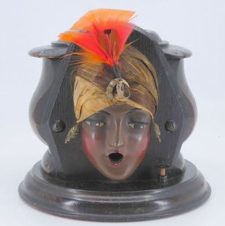 1920s Art Deco Fatima Gypsy Head Cigarette Dispenser Kindel Grahm Antique Button