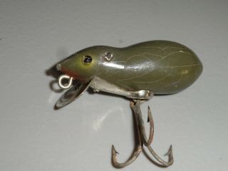 Vintage Fishing Lure Wooden Paw Paw Mouse Series 49 - L Gray No Tail Circa 1930 
