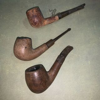 Vintage Set Of 3 Briar Wood Wooden Tobacco Pipes Smoking