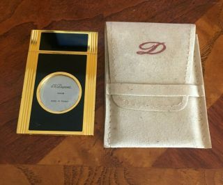 St Dupont Cigar Cutter In Black Lacquer And Gold Plate.