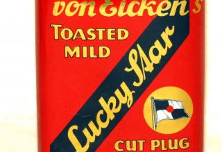 Vertical Pocket Von Eicken Lucky Star Tobacco Tin,  NEAR 2