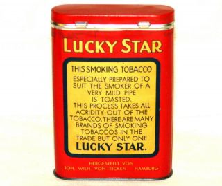 Vertical Pocket Von Eicken Lucky Star Tobacco Tin,  NEAR 3