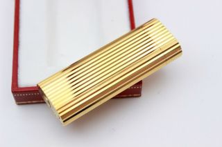 CARTIER VENDOME Lighter GODRON Finishing - 18K GOLD on Brass - 90s - BOX (Santos - Pasha) 3