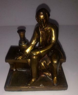 Rare Bronze Colored Abe Lincoln Striker Table Lighter By Ronson - Amw - 1935