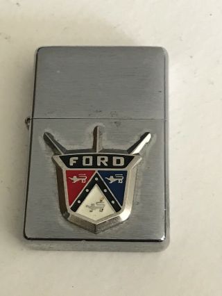 Vintage Zippo Lighter Ford Red White Blue Raised Emblem Pat 2032695 Hj42