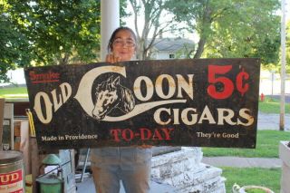 Large Old Coon 5c Cigars Tobacco Gas Oil 48 " Metal Sign