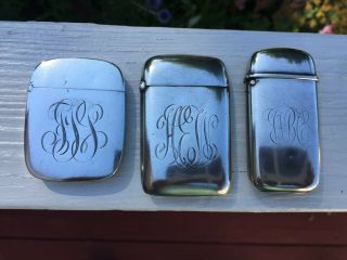 3 Vintage Sterling Silver Match Safes Match Holders With Monograms