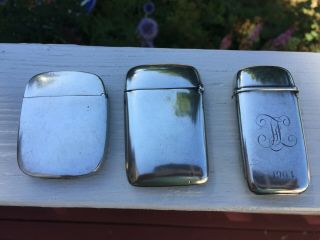 3 Vintage Sterling Silver Match Safes Match Holders with Monograms 2