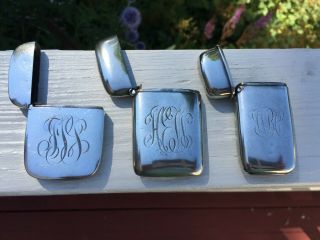 3 Vintage Sterling Silver Match Safes Match Holders with Monograms 3