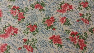 Whole Vintage Feedsack With Pink Red Blue And Green Flowers 45 By 33 Inches