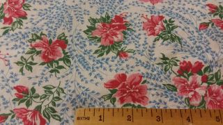 Whole Vintage Feedsack with Pink Red Blue and Green Flowers 45 by 33 inches 2