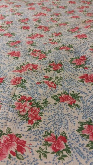 Whole Vintage Feedsack with Pink Red Blue and Green Flowers 45 by 33 inches 3
