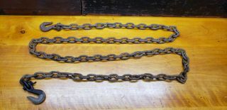 8 Foot Long Old Vintage Rusted Chain With Hooks Ends