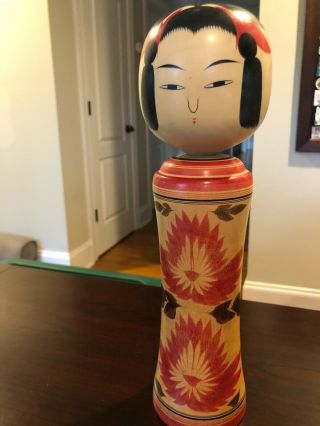 Vintage 1985 - 1995 Handmade Signed Japanese Kokeshi Wood Doll 12 " Tall