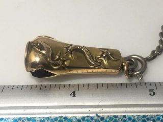 Vintage 10k Gold Snake Motif Cigar Cutter Fob W Chain Collectors Piece