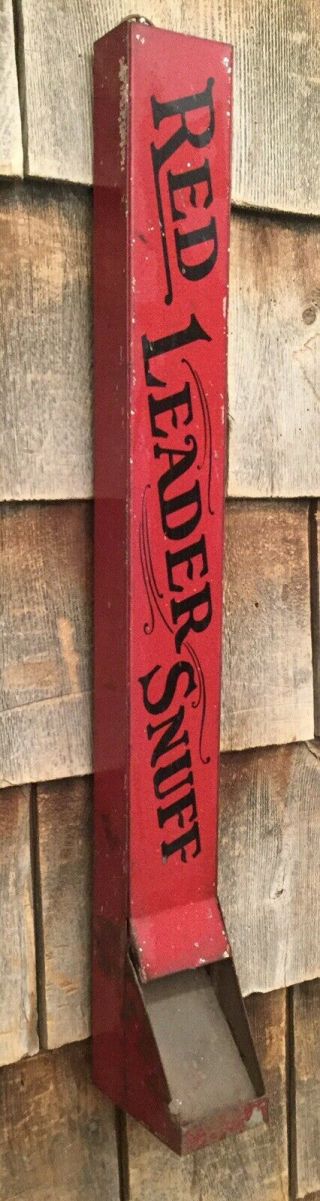 Cool Vintage Red Leader Snuff Tobacco Tin Holder Country Store Display Rack Sign