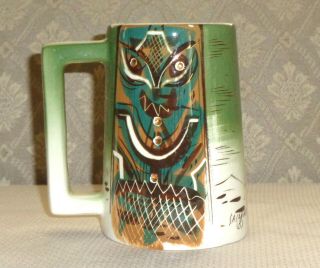 Vintage Mcm Sascha Brastoff Tiki Totem Coffee Mug Signed Sascha B