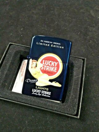 Rare Lucky Strike Lucky Lips Zippo Blue Diana Girl B 08 Limited Edition