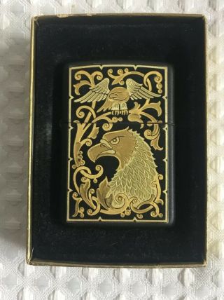Zippo Lighter Eagle Emblem Gold Color Design
