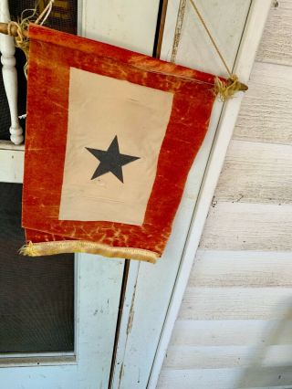 Vintage Wwi Wwii Son In Service Blue Star Window Banner Flag 7 - 3/4x11
