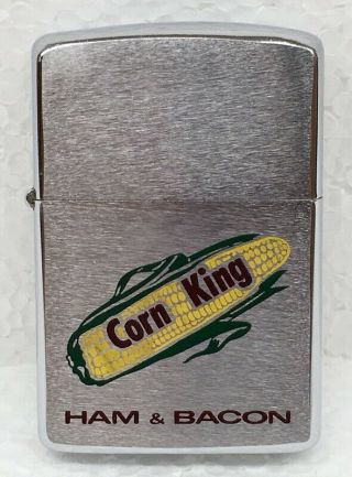 Vintage Engraved 1967 Zippo Lighter - Corn King - Ham & Bacon
