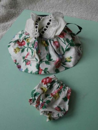 Vintage Early 1950 ' s Ginny Vogue Doll Tagged Floral Chintz Dress & Bloomers 3