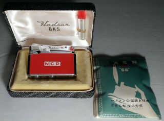 Vintage Ncr Hadson Butane Gas Lighter With Box Advertisement