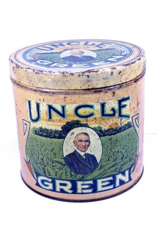 UNCLE GREEN 5 CENT CIGAR TOBACCO TIN - STATE OF PENNSYLVANIA (RARE) 3